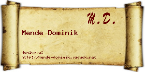 Mende Dominik névjegykártya